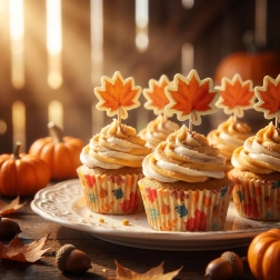 Set papieren muffinvormpjes met decoratieve prikkers 24 + 24 stuks