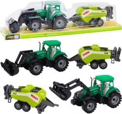 Groene tractor met voorlader en hoepers – kunststof boerderijset voor kinderen