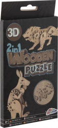 Houten 3D-puzzel 2-in-1 kangoeroe en leeuw GRAFIX
