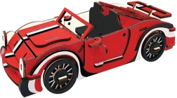 Houten 3D puzzel Rode Cabriolet voor kinderen