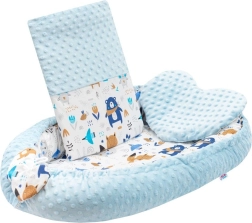 Luxe babynestje met kussentje en dekentje van Minky, blauw – New Baby