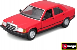 Metalen modelauto Bburago 1:24 Plus 1987 Mercedes-Benz 190E rood