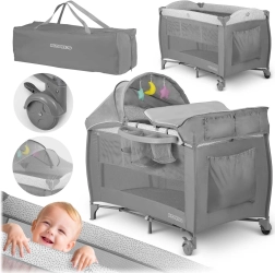 Reisbedje met matras en transporttas 125×65×78 cm, grijs