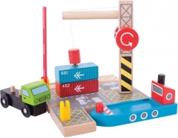 Bigjigs Rail containeroverslag met magnetische kraan