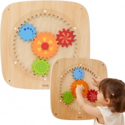 VIGA houten wandbord met kleurrijke tandwielen