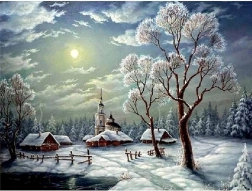 diamant schilderen besneeuwd winterlandschap 30 × 40 cm