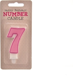 Taartkaars cijfer 7 roze 7 cm
