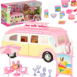 Uitklapbare caravan met ijssalon en accessoires, 30 onderdelen
