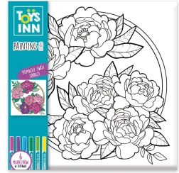 Kleurplaat op canvas met stiften bloemen