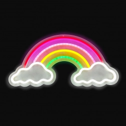 LED neonlampje regenboog met wolken