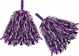 Pom-pom zwaaier paars-zilver