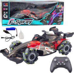 RC-raceauto 1:10 met LED-verlichting, waterdamp en 2,4 GHz – rood