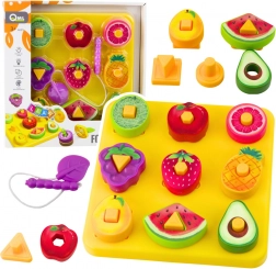 Educatieve puzzel voor kinderen – geometrisch fruit met rijgveter