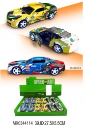 Metalen model van een sportauto met opende deuren en pull-back functie