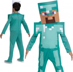 kinderkostuum Steve in diamanten pantser Minecraft 127–136 cm (7–8 jaar)