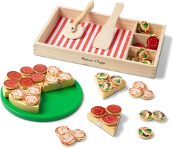 Houten pizza om te snijden en samen te stellen