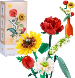 Bouwset bloemen – kleurrijk boeket van blokken, 568 stukjes