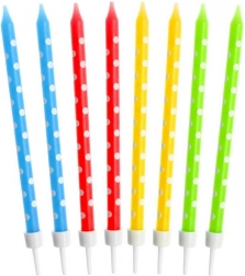 Godan verjaardagskaarsjes met stippen, mix kleuren, 24 stuks