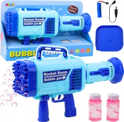 Elektrisch bubbelspeelgoedpistool met 64 openingen blauw