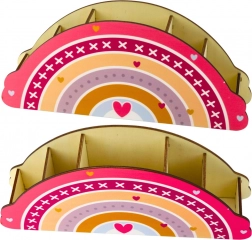 Houten bureau-organizer voor kinderen in roze met regenboogmotief