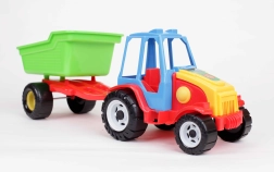 Kunststof tractor met kiepbare afneembare aanhanger voor kinderen