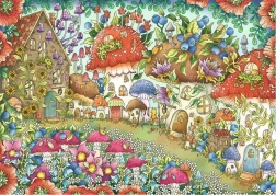 Puzzle RAVENSBURGER schattige paddestoelhuisjes in een bloemenweide 1000 stukjes