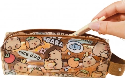 Klein transparant schooletui Capibara 19 cm