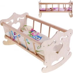 Houten wieg voor pop 50 cm + beddengoed ZA2021