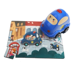 TOP BRIGHT houten puzzel met speelgoed – politieauto, 24 stukjes