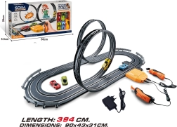 Racebaan 1:64 met 2 auto's en voedingsadapter