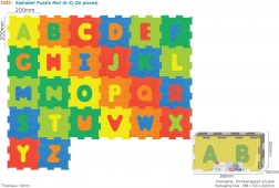 Foam-puzzel alfabet voor kinderen 10m+, 26 stukken met uitneembare letters, EVA-schuim, heldere kleuren