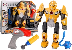 Schroefrobot met licht en geluid – bouwset met boor en accessoires, geel