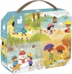 Janod puzzel in koffertje – vier seizoenen, 36 stukjes