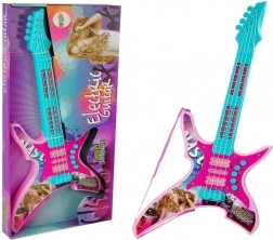 Kinder elektrische gitaar met knipperende lampjes en geluiden, roze, 62 cm
