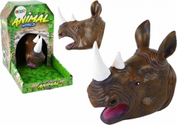 Pluchen handpop neushoorn bruin