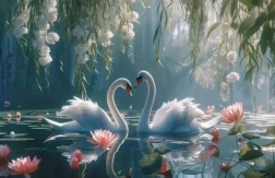 Diamond painting zwanen 30 × 40 cm