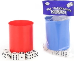Speeldobbelstenen met beker (6 stuks) in 2 kleuren - 1 set