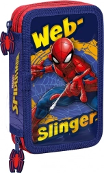 Dubbelvak etui met inhoud SPIDERMAN rood‑blauw
