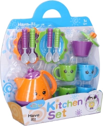 Bonte theeserviesset met gezichtjes voor kinderen