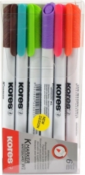 Kores set van dunne whiteboardmarkers, 6 stuks
