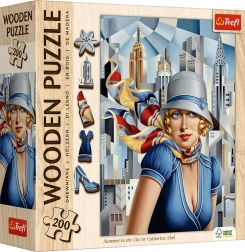 Trefl houten dubbelzijdige puzzel art: Catherine Abel – Zomer in de stad, 200 stukjes