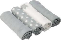 Katoenen mousseline luiers NEW BABY Softy met print 70 × 70 cm, 4 stuks, grijs-wit
