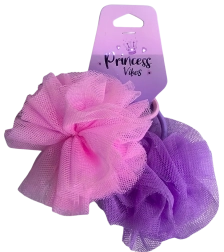 PINK set tule haar-elastiekjes roze en paars, 2 stuks