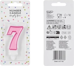 Roze verjaardagskaars in de vorm van het cijfer 7