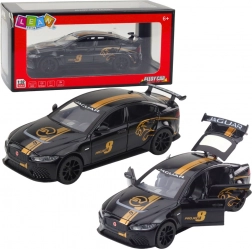 Metalen sportwagen 1:32 met pull-back aandrijving, licht en geluid – zwart