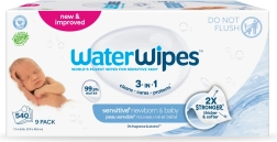 WaterWipes vochtige doekjes voor pasgeborenen en kinderen 3-in-1, 9 × 60 stuks