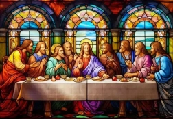 Diamant schilderen laatste avondmaal glas-in-lood 80 × 40 cm