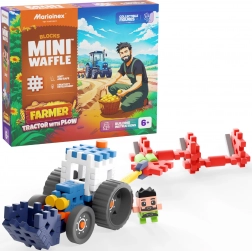 Constructieset MINI WAFFLE FARMER – tractor met ploeg, 50 stukjes
