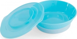 Twistshake kom blauw met deksel en antislip