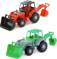 Plastic tractor met voorlader en graafmachine